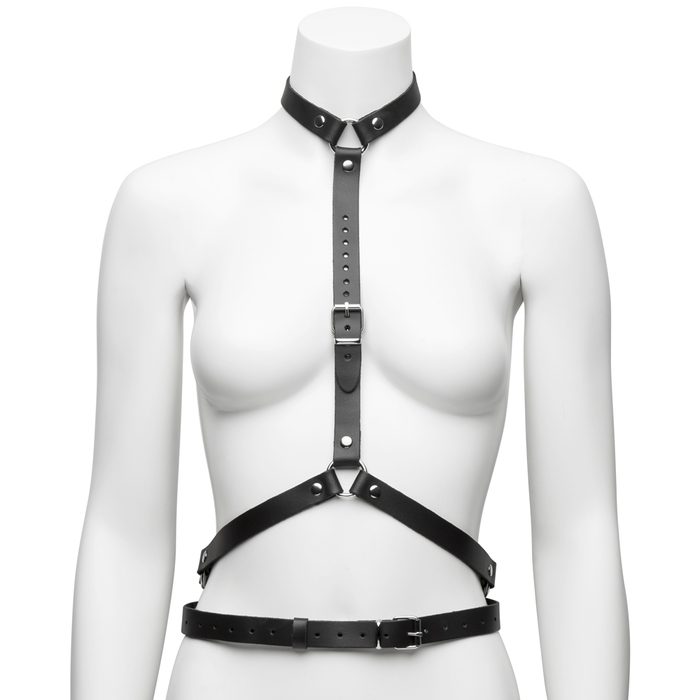 DOMINIX Deluxe Leather Harness with Collar - DOMINIX