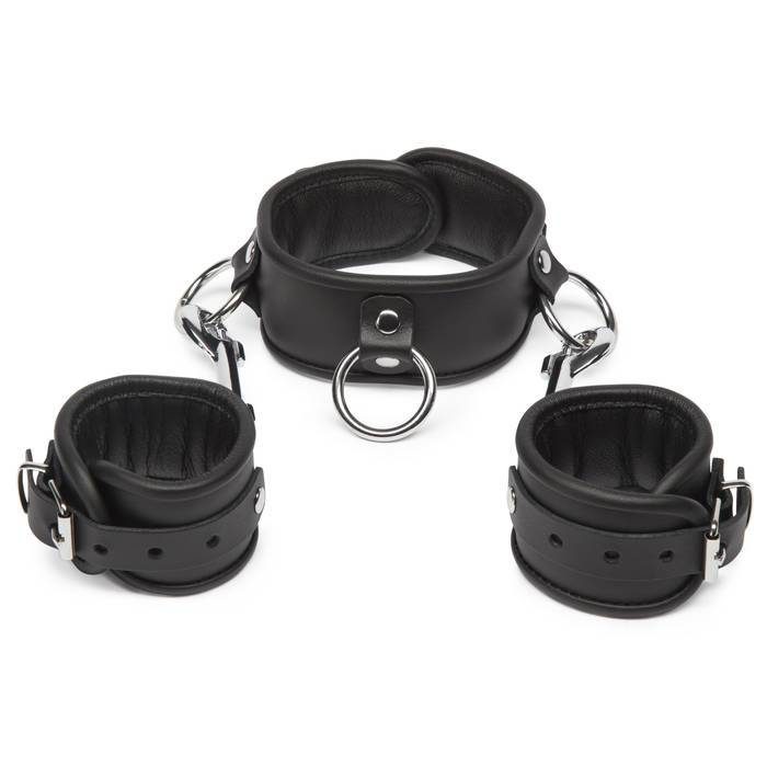 DOMINIX Deluxe Padded Leather Collar and Wrist Restraint Set - DOMINIX