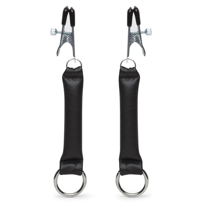 DOMINIX Deluxe Weighted Leather Nipple Clamps 80g - DOMINIX
