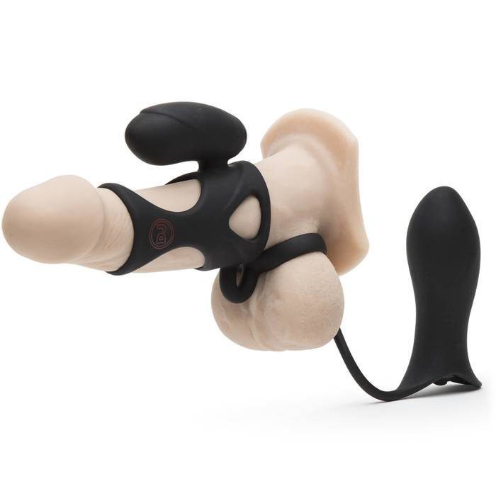 Doc Johnson Caged 2 Silicone Penis Sleeve with Vibrating Butt Plug - Doc Johnson