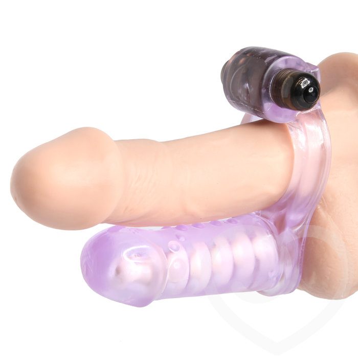 Double Diver Double Penetration Strap-On Vibrating Cock Ring - Cal Exotics