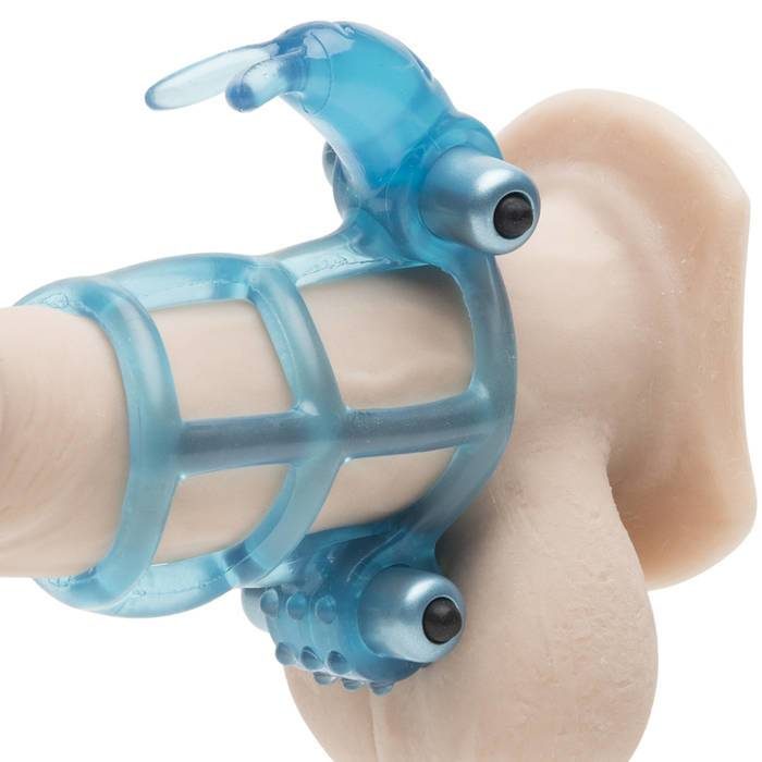 Double Trouble Vibrating Penis Sleeve with Vibrating Rabbit Ears - Cal Exotics