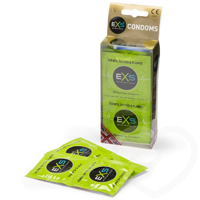 EXS Ribbed Dotted and Flared Condoms (12 Pack) - EXS Condoms