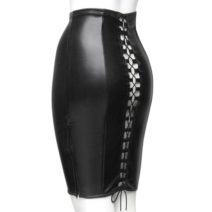 Easy-On Latex Black Skirt with Lace-Up Back - Easy-On Latex