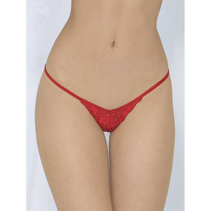 Escante Red Lace Crotchless G-String - Escante