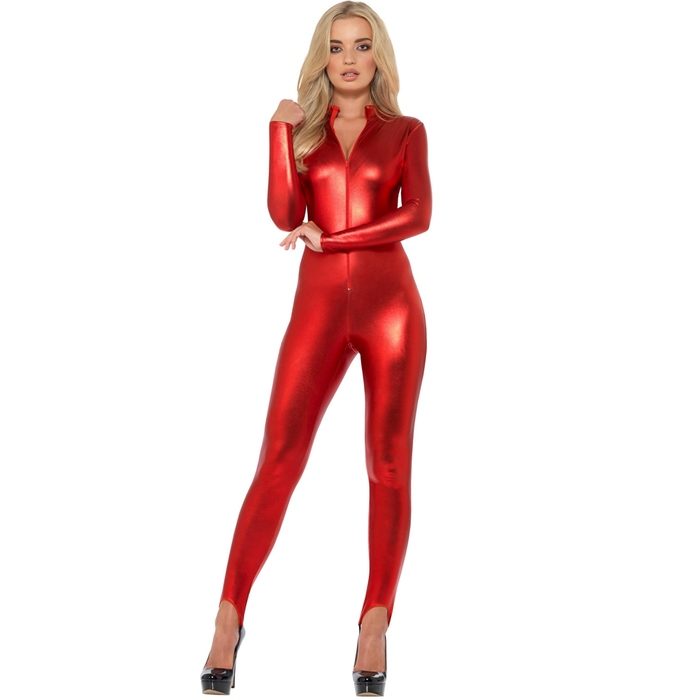 Fever Metallic Red Catsuit - Fever Costumes