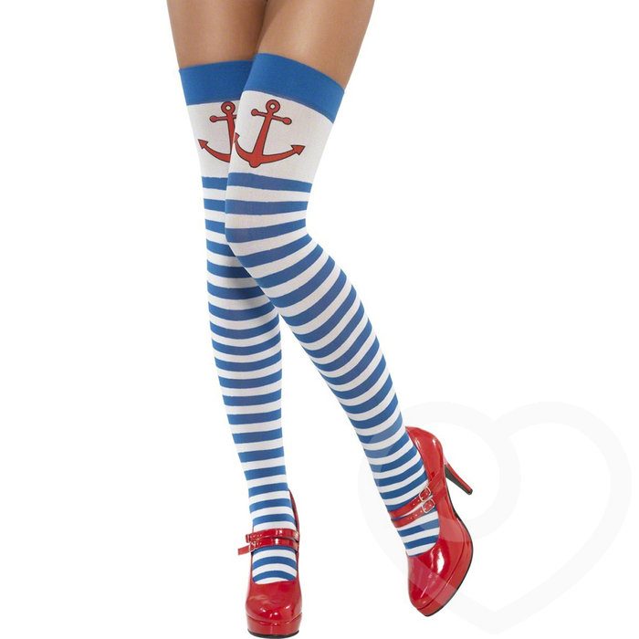 Fever Stripey Sexy Sailor Stockings with Anchor - Fever Costumes