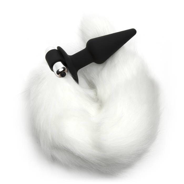 Frisky Faux Fur Fox Tail Vibrating Silicone Butt Plug 4 Inch - Unbranded