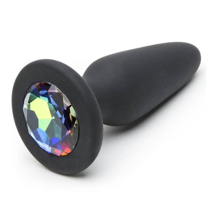 Glams Silicone Medium Butt Plug with Rainbow Crystal - NSNovelties