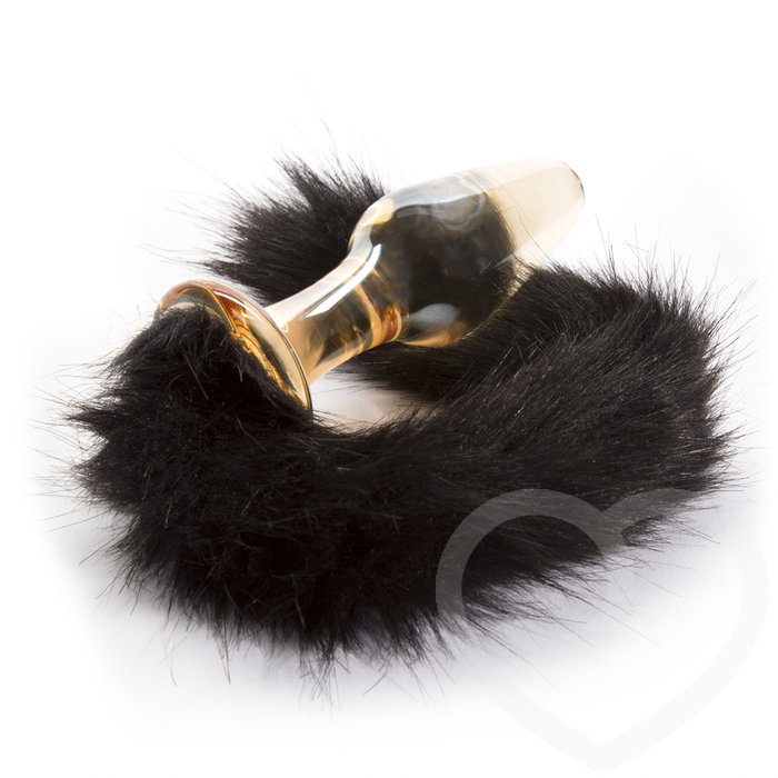Glass Butt Plug with Faux Fur Tail - Unbranded