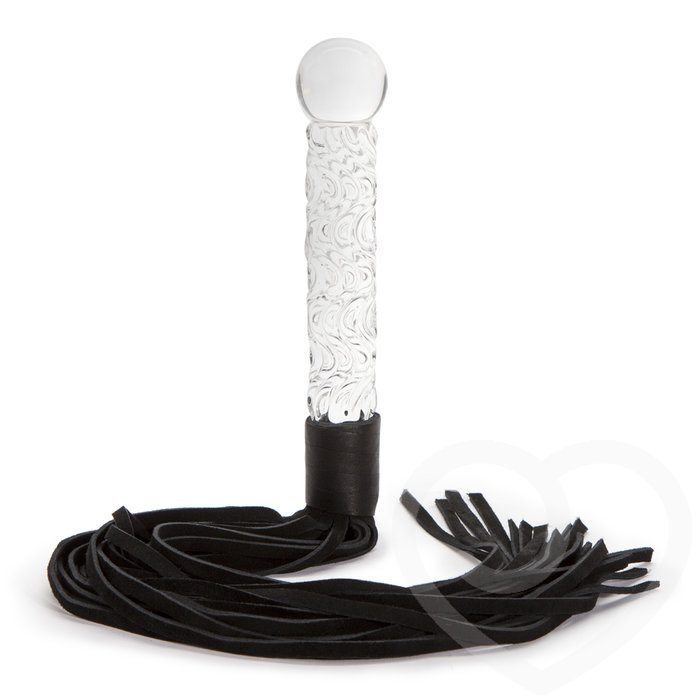 Icicles No 38 Glass Dildo with Leather Flogger - Icicles Glass Sex Toys
