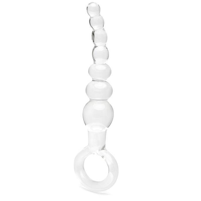 Icicles No 67 Glass Anal Beads with Finger Loop 6 Inch - Icicles Glass Sex Toys