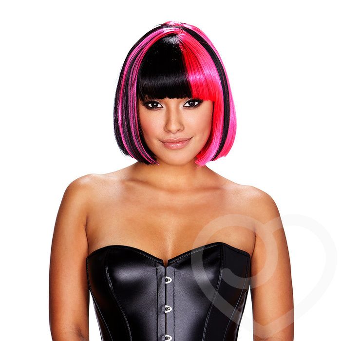 Kitty Black and Hot Pink Short Bob Wig - Unbranded