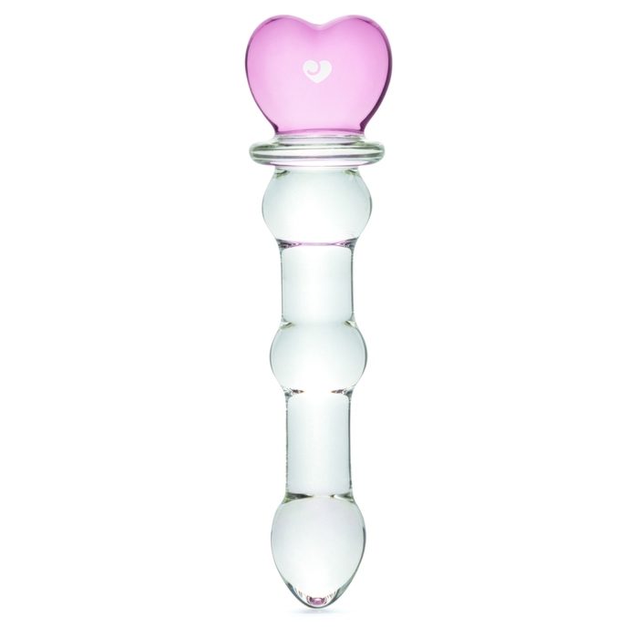 Lovehoney Beaded Heart Sensual Glass Dildo 6 Inch - Lovehoney