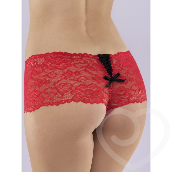 Lovehoney Crotchless Red Lace Shorts - Lovehoney Lingerie