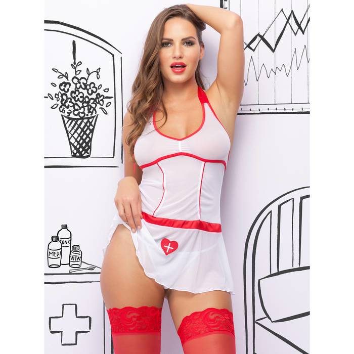 Lovehoney Fantasy Bedside Babe Backless Sheer Nurse Outfit - Lovehoney Fantasy