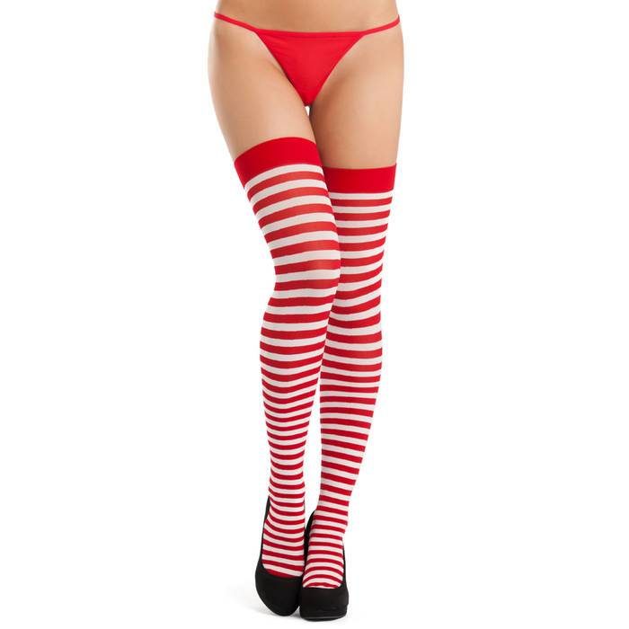 Lovehoney Red and White Striped Stockings - Lovehoney Lingerie