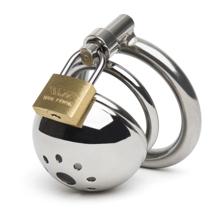 Master Series Solitary Stainless Steel Locking Chastity Cage - Master Series