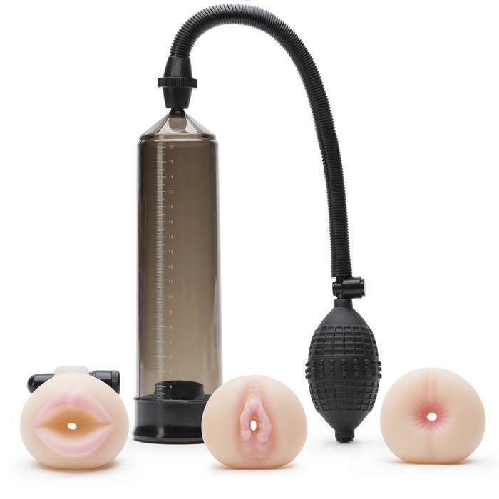 Pump Worx Travel Trio Realistic Vibrating Penis Pump Set - Pipedream