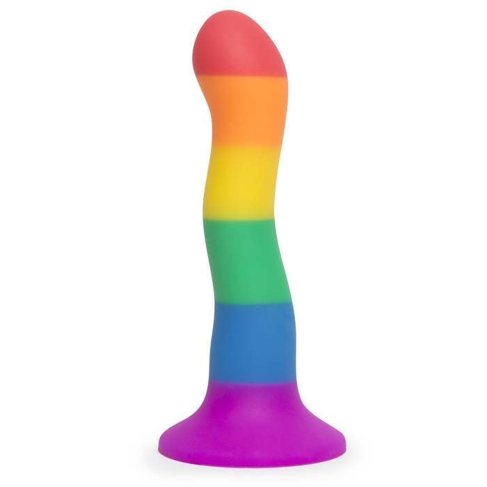 Rainbow Silicone Curved Suction Cup Dildo 6 Inch - NSNovelties