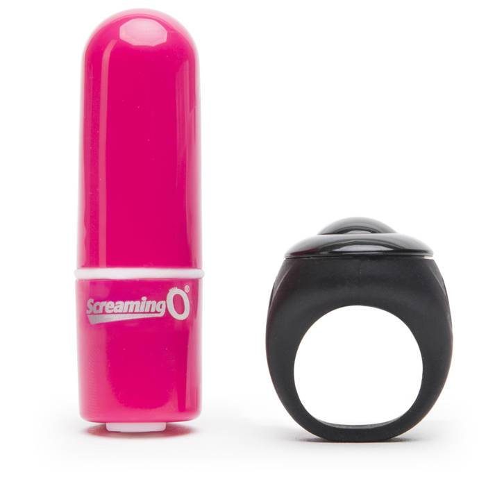 Screaming O 10 Function Rechargeable Bullet Vibrator with Remote Control Ring - Screaming O