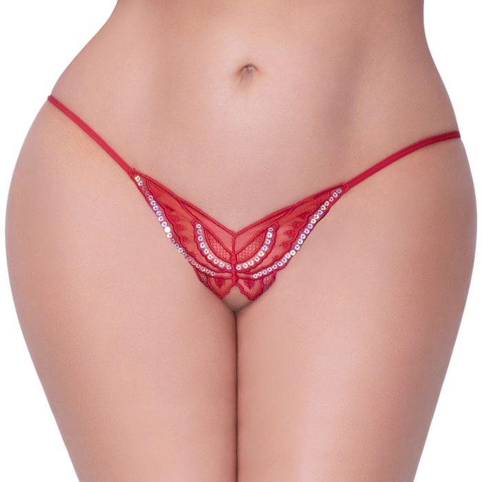 Seven 'til Midnight Plus Size Red Sequin Crotchless Butterfly Thong - Seven 'til Midnight