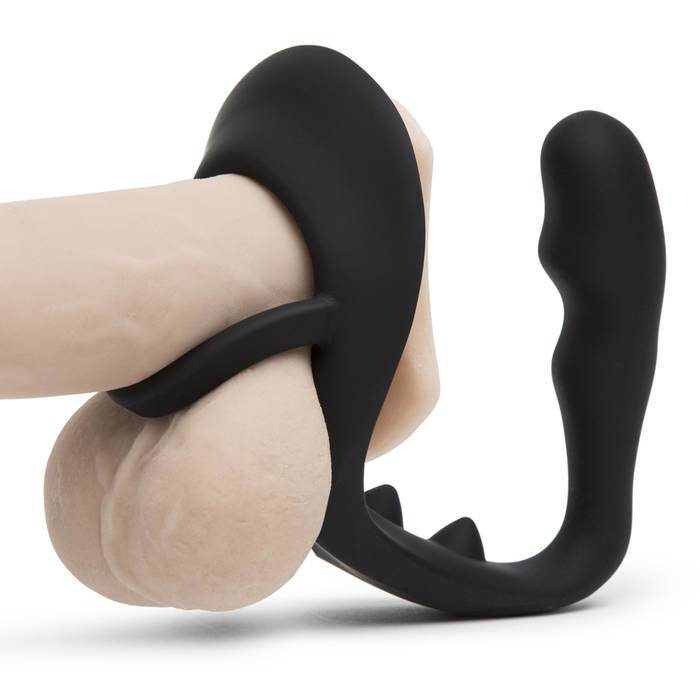 Silicone Prostate Massager with Double Cock Ring - Unbranded