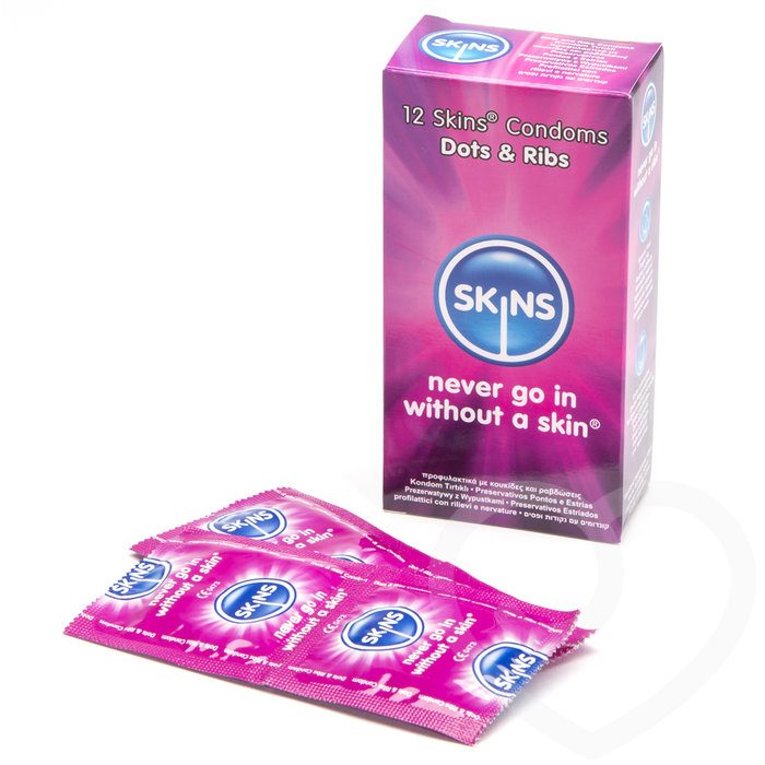 Skins Dotted and Ribbed Condoms (12 Pack) - Skins Condoms