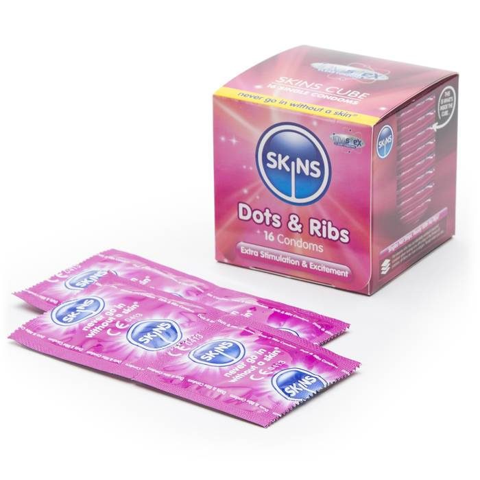 Skins Dotted and Ribbed Condoms (16 Pack) - Skins Condoms