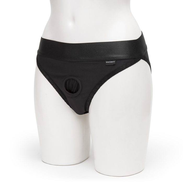 Sportsheets Black Crotchless Strap-On Harness Briefs - Sportsheets
