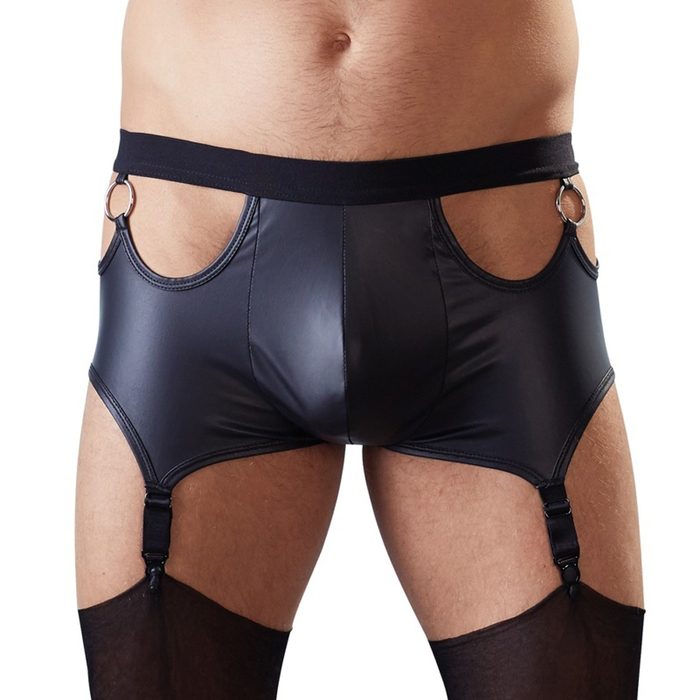 Svenjoyment Wet Look Cut-Out Boxers with Suspenders - Svenjoyment