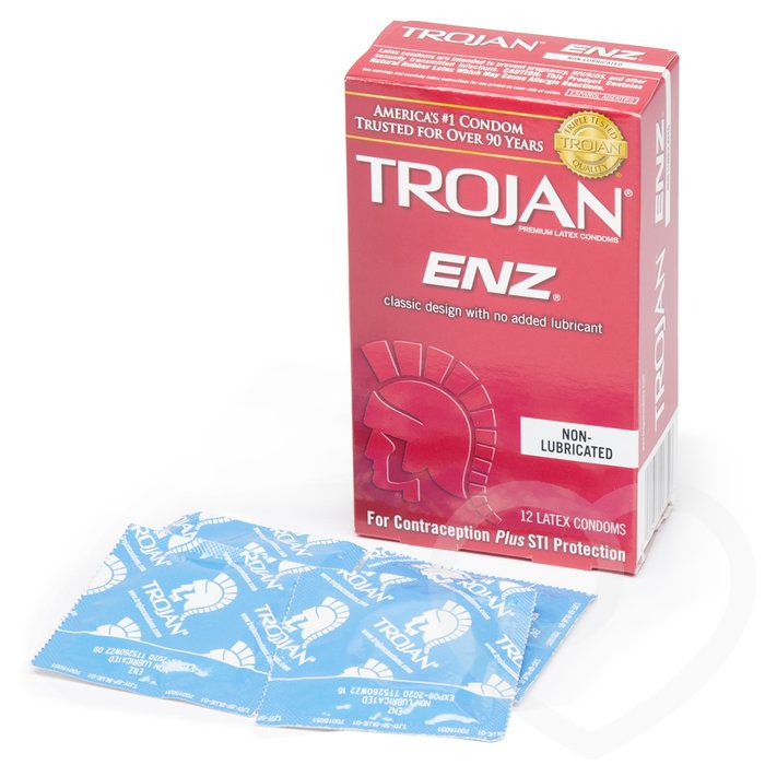Trojan ENZ Non-Lubricated Latex Condoms (12 Pack) - Trojan