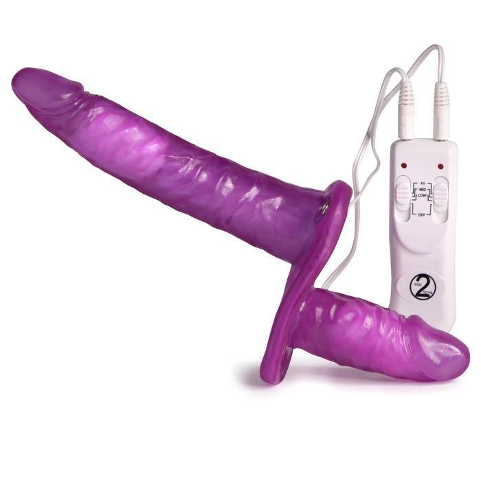 Vibrating Double-Ended Strap-On Dildo Vibrator - Unbranded