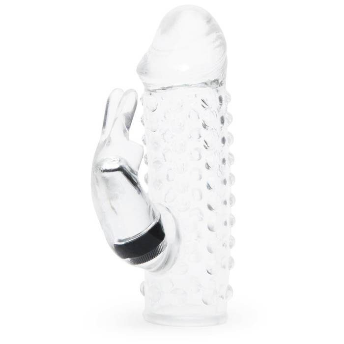 Vibrating Textured Penis Sleeve with Clitoral Rabbit Vibrator - Unbranded